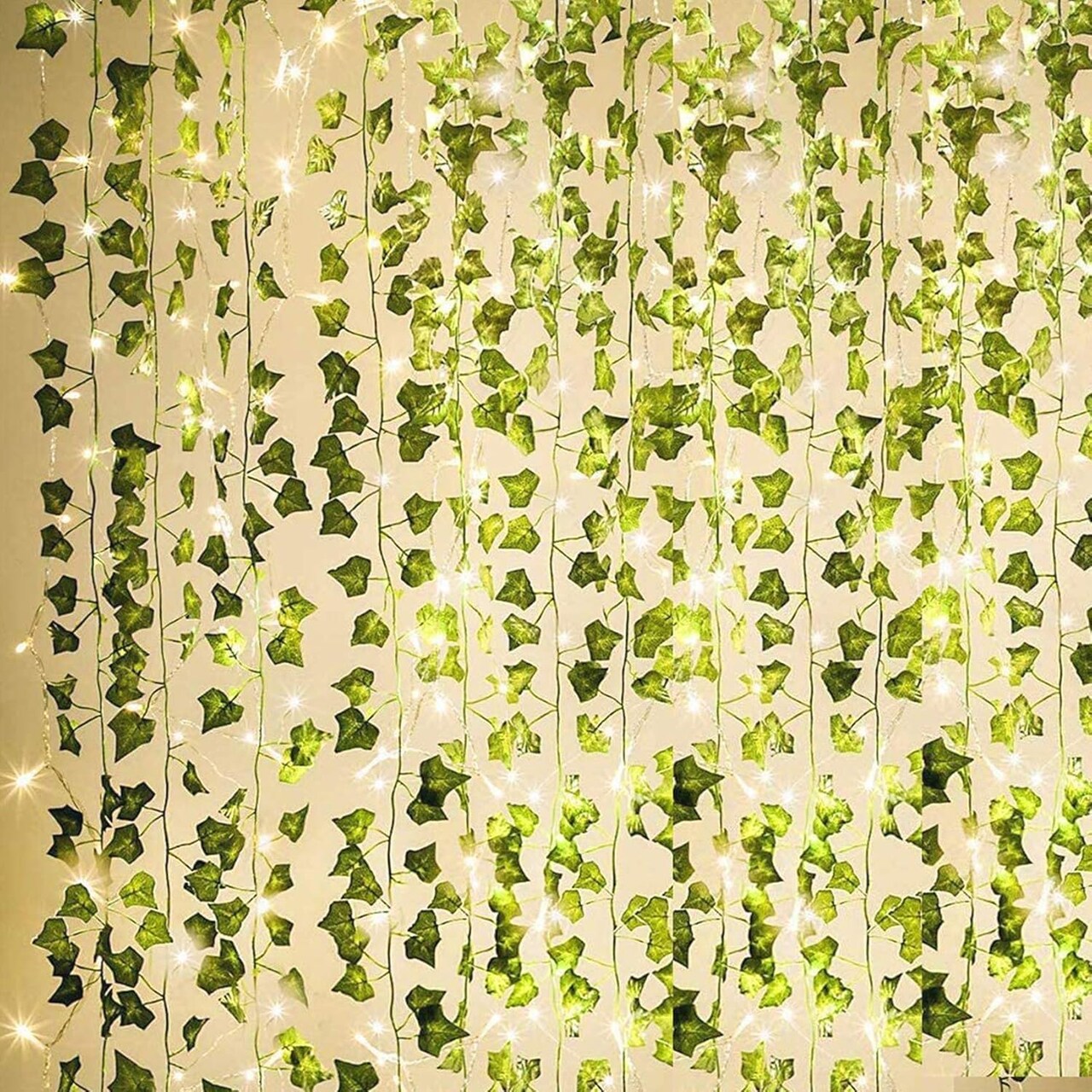 84Ft 12 Pack Artificial Ivy Garland Fake Plants-80 LED String Light